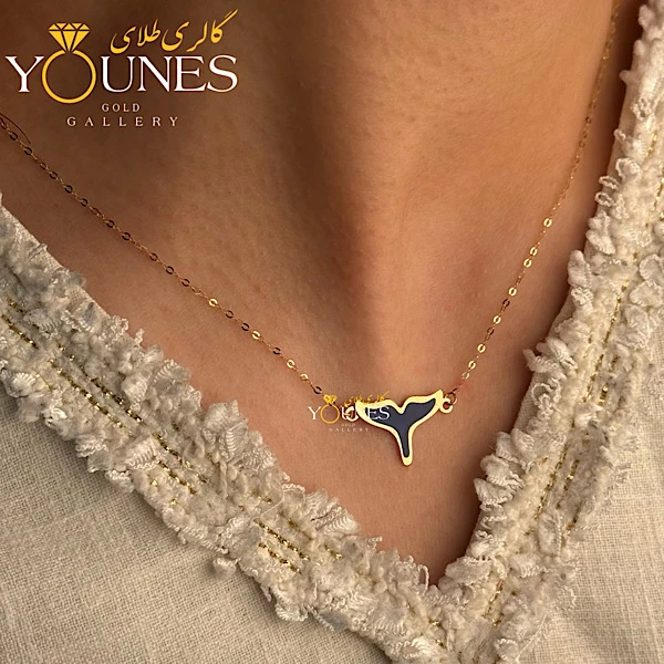 گردنبند میناکاری دم وال سرمه ای طلا